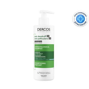 Купить: Vichy Dercos 390 мл шампунь-уход интенсивный против перхоти для нормальных и жирных волос