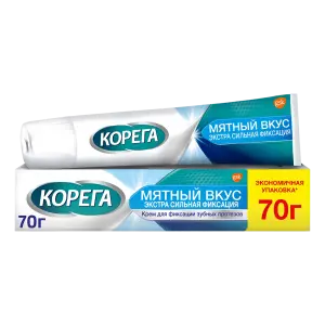 Купить Корега Экстра Сильный крем для фиксации зубных протезов 70 г 2 шт мятный вкус