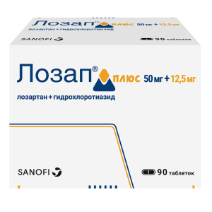 Купить: Лозап Плюс 12.5 мг + 50 мг 90 шт таблетки покрытые пленочной оболочкой