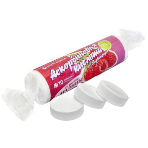 Купить: Аскорбиновая Кислота малина 25 мг 10 шт таблетки жевательные крутка