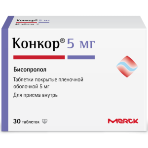 Купить: Конкор 5 мг 30 шт таблетки покрытые пленочной оболочкой