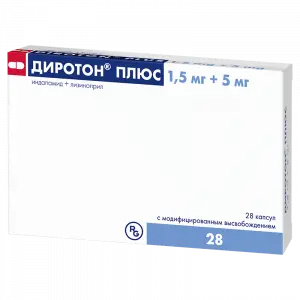 Купить Диротон Плюс 1,5 мг + 5 мг 28 шт капсулы с модифицированным высвобождением