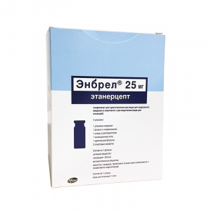 Купить: Энбрел 25 мг 4 шт лиофилизат для приготовления раствора для подкожного введения флакон