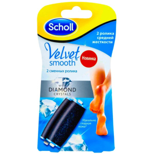 Купить: Scholl Velvet Smooth 2 шт сменная насадка для роликовой пилки ролики средней жесткости с бриллиантовой крошкой