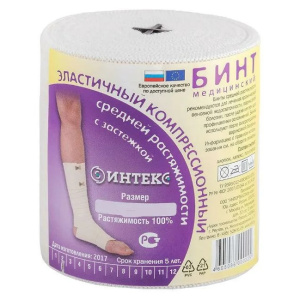 Купить: Интекс 8 см X 3 м бинт эластичный средней растяжимости с застежками