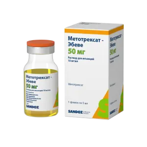 Купить Метотрексат-Эбеве 10 мг/мл 5 мл 1 шт раствор для инъекций флакон