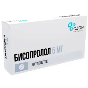 Купить Бисопролол 5 мг 30 шт таблетки покрытые пленочной оболочкой