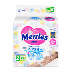 Купить: Merries 24 шт подгузники для детей размер S (4-8 кг)