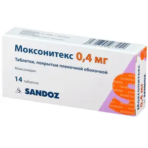 Купить Моксонитекс 0,4 мг 14 шт таблетки покрытые пленочной оболочкой