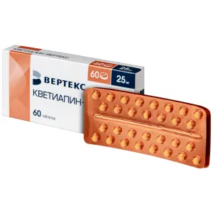 Купить Кветиапин-Вертекс 25 мг 60 шт таблетки покрытые пленочной оболочкой