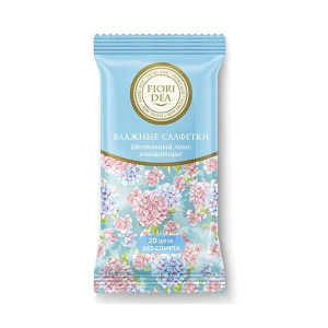 Купить: Fiori Dea 20 шт салфетки влажные цветочный микс