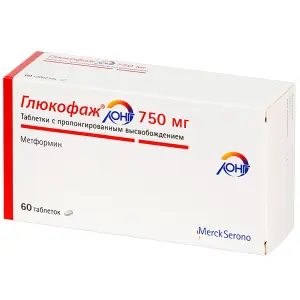 Купить Глюкофаж Лонг 750 мг 60 шт таблетки с пролонгированным высвобождением