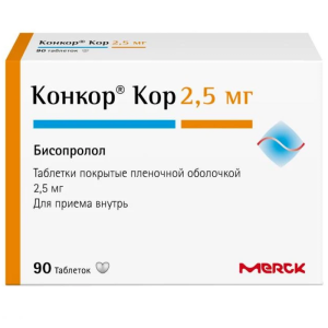 Купить: Конкор Кор 2,5 мг 90 шт таблетки покрытые пленочной оболочкой