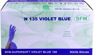 Купить: SFM перчатки нитриловые 100 шт размер L смотровые нестерильные неопудренные фиолетово-голубые
