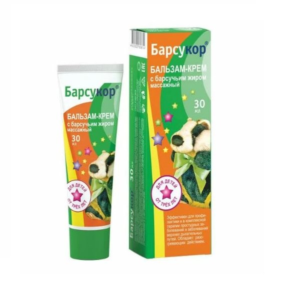 Купить Барсукор 30 мл крем-бальзам массажный детский с барсучим жиром
