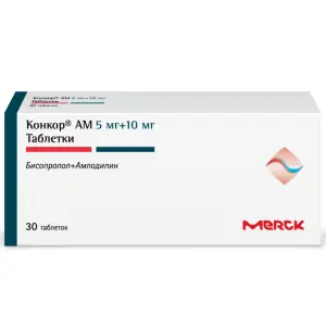 Купить Конкор АМ 5 мг + 10 мг 30 шт таблетки