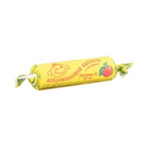 Купить Аскорбиновая Кислота яблоко 25 мг 10 шт таблетки с сахаром