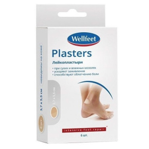 Купить: Wellfeet 3,7 см x 5,5 см 6 шт пластырь гидроколлоидный от влажных мозолей
