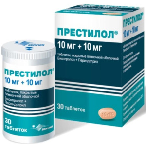 Купить: Престилол 10 мг + 10 мг 30 шт таблетки покрытые пленочной оболочкой