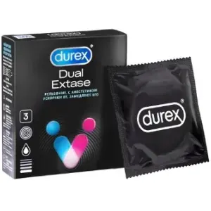Купить Durex Dual Extase 3 шт презервативы с анестетиком