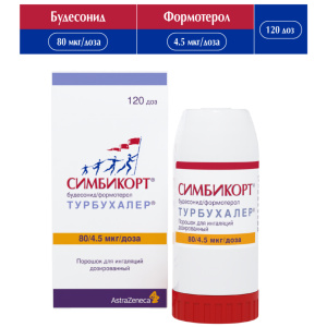 Купить: Симбикорт Турбухалер 80 мкг + 4,5 мкг 120 доз порошок для ингаляций дозированный