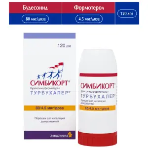 Купить Симбикорт Турбухалер 80 мкг + 4,5 мкг 120 доз порошок для ингаляций дозированный