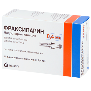Купить: Фраксипарин 9500 МЕ анти-Ха/мл 0,4 мл 10 шт раствор для подкожного введения шприц