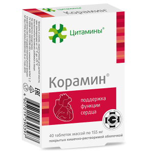 Купить: Корамин 40 шт таблетки покрытые кишечнорастворимой оболочкой
