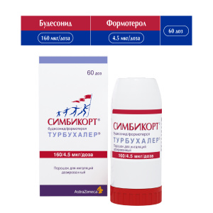 Купить: Симбикорт Турбухалер 160 мкг + 4,5 мкг 60 доз порошок для ингаляций дозированный
