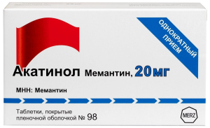 Купить: Акатинол Мемантин 20 мг 98 шт таблетки покрытые пленочной оболочкой
