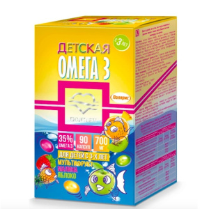 Купить: Омега-3 700 мг 90 шт капсулы детский рыб жир со вкусом малины яблока мультифрукт