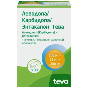 Купить Леводопа/Карбидопа/Энтакапон-Тева 100 мг + 25 мг + 200 мг 30 шт таблетки покрытые пленочной оболочкой