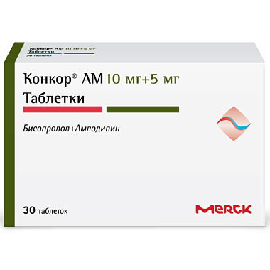 Купить Конкор АМ 10 мг + 5 мг 30 шт таблетки