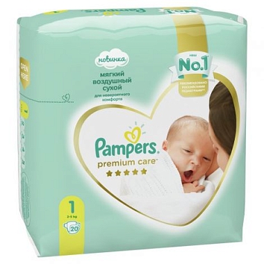 Купить Pampers Premium Care 20 шт подгузники размер 1 (2-5 кг)
