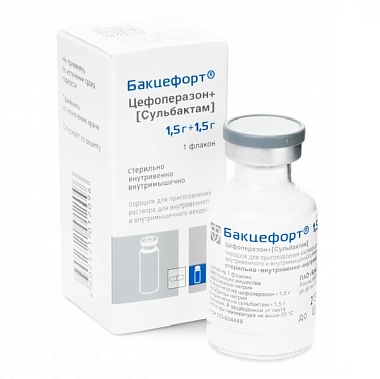 Купить Бакцефорт 1,5 г + 1,5 г 1 шт порошок для приготовления раствора для внутривенного и внутримышечного введения
