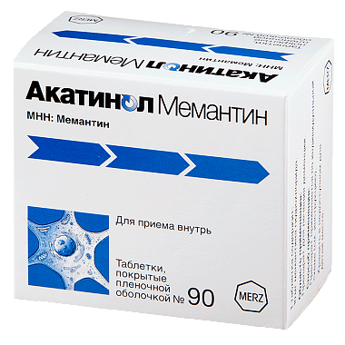 Купить Акатинол Мемантин 10 мг 90 шт таблетки покрытые пленочной оболочкой