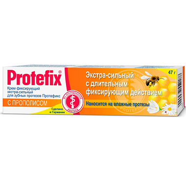 Купить Protefix 47 г крем фиксирующий для зубных протезов экстра-сильный с прополисом