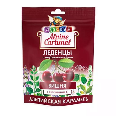 Купить Alpine Caramel 75 г леденцы для детей с натуральным медом и витамином С вишня