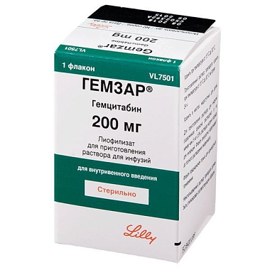 Купить Гемзар 200 мг 1 шт лиофилизат для приготовления раствора для инфузий флакон