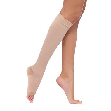 Купить Чулки 2 класс компрессии до колена ЦК размер 33-38 2 шт с открытым мысом кремовый