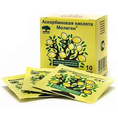 Купить Аскорбиновая кислота Мелиген 2,5 г 10 шт порошок для приготовления раствора для приема внутрь