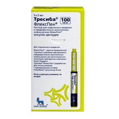 Купить Тресиба ФлексПен 100 МЕ/мл 3 мл 5 шт раствор для подкожного введения шприц-ручка
