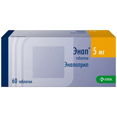 Купить Энап 5 мг 60 шт таблетки