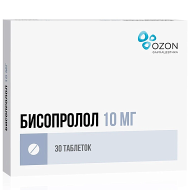Купить Бисопролол 10 мг 30 шт таблетки покрытые пленочной оболочкой