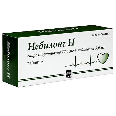 Купить Небилонг Н 12,5 мг + 5 мг 30 шт таблетки