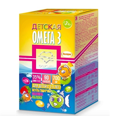 Купить Омега-3 700 мг 90 шт капсулы детский рыб жир со вкусом малины яблока мультифрукт