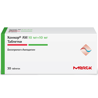 Купить Конкор АМ 10 мг + 10 мг 30 шт таблетки