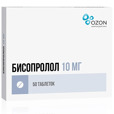 Купить Бисопролол 10 мг 50 шт таблетки покрытые пленочной оболочкой