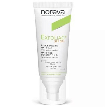 Купить Noreva Exfoliac SPF 50+ 40 мл  эмульсия солнцезащитная матирующая