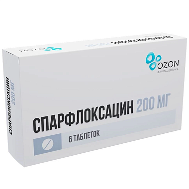 Купить Спарфлоксацин 200 мг 6 шт таблетки покрытые пленочной оболочкой